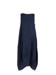 LushStyleUK New Ladies Italian Sleeveless Plain Linen Dress Women Lagenlook Dress Plus Sizes (Navy)