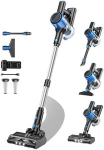 Cordless Vacuum Cleaner, 8 in 1 Powerful Suction Lightweight Vacuum Cleaner for Home, LED Display, 3 Suction Modes, 45Mins Detachable Battery Vacuum for Hard Floor Carpet Pet Hair (Blue)