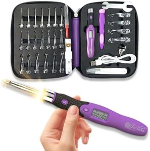 Upgraded Counting Crochet Hook Set - 24-in-1 Interchangeable Hooks Kit - Light Up, Digital Stitch & Row Counter- No Need to Move Fingers- Ergonomic for Arthritic Hands - Cool Gift