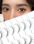 Manga Lashes Natural Look Wispy Anime Lashes Soft C Curl Manhua False Lashes 7mm Natural Korean Eyelashes 10 mm 3D Thin Band Asian Lashes 7 Pairs S4