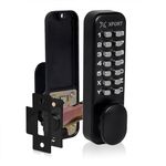 XFORT Digital Door Lock Matt Black, Keypad Combination Lock, Code Door Lock for Access Restriction, Combination Door Lock with Optional Hold Back Function.