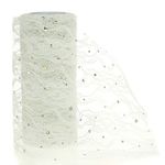 TsunNee 6"x10Yards Sequin Lace Roll Table Runner, Chair Sash, Tutu Material, Lace Bow for Wedding Chair Table Décor, Cream