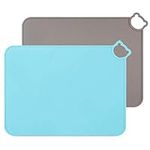 Silicone Placemats for Kids Baby,Dishwasher Safe Table Mats,Toddlers Portable Food Mat Travel Set of 2 (Gary-Blue)