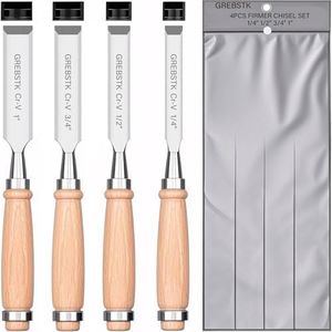 GREBSTK 4 Piece Wood Chisel Set for Woodworking Professional CRV Steel Sharp Bevel Edge Bench Chisels High Impact Beech Handle