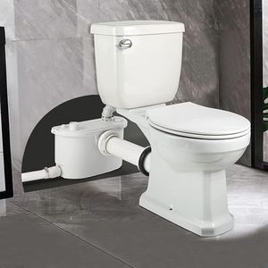 Macerating Toilet with Pump–Upflush Toilet System for Basement/Attic, 4 Water Inlets & AC Vent, 36ft Vertical Lift, Dual Flush, Easy Install,17.7" Elongated Bowl