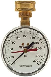 Watts 2-1/2" Hose Connection Water Pressure Test Gauge, 3/4" (20 mm) HT Hose Connection, Copper Alloy, Black Enamel Steel Case, Red Indicator Hands, ASME Type B Accuracy