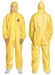 AXEL Yellow Hazmat Suits Disposable | 8 Size Options | 1 Pack, 5 Pack, or 20 Pack | Breathable Protective Coveralls with Hood, Yellow, Large