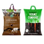TrustBasket Cow Dung Manure for Plants - 5 Kg + Organic Vermicompost Fertilizer Manure For Plants 5 Kg