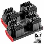 HAKENO 15 in 1 Adjustable Dumbbell 2x24kg PAIR of Weight with Fast Automatic Adjustable and Weight Plate for Body Workout Home Gym(2pcs set)