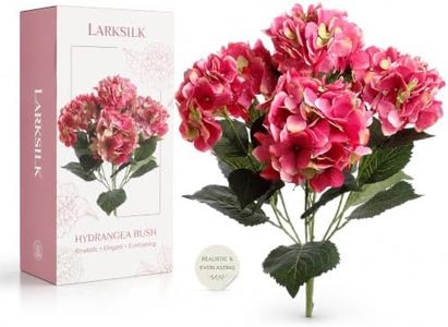 Larksilk Hydrangea Artificial Flowers - Faux Hydrangea Flowers - Home Decor, Easter Decorations, Spring Decor - Floral Centerpieces for Tables - 20" Floral Stems, Fuchsia, 24 Pieces
