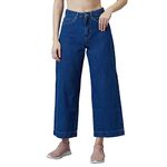 AKA CHIC Wide Flared Fit Leg Women Jeans (Akcb 1425_Blue_28)