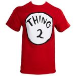 Dr Seuss Thing 1 and Thing 2 Adult Short Sleeves Red T-Shirt Tee, Thing 2, Medium
