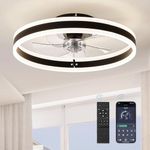 LEDIARY Low Profile Ceiling Fans with Lights, Flush Mount Modern Ceiling Fan and Remote Control, 19.7" LED Ceiling Fans, Stepless Dimmable 3 Colors and 6 Speeds - Black