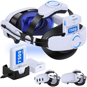 MQ Series Elite Strap for Meta Quest 3/Quest 2, Adjustable VR Head Strap with Two Buttons, Removable 15000 mAh Battery and Charging Station - Extends Playtime for Oculus Headset Accessories