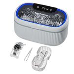 Ultrasonic Cleaner with Degas Mode, 45KHz Jewellery Cleaner 5 Timers 3 Powers for Silver, Gold, Diamond Rings, Earrings, Necklaces, 550ML Sonic Cleaner for Retainers, Glasses, Dentures, Watch Bands