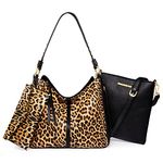 Montana West Tote Handbags for Women Concealed Carry Purses Vegan Leather Hobo Shoulder Bag 3pcs Purse Set, Z146 Leopard, L