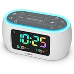 Housbay Glow Small Colorful Alarm Clock Radio with Rainbow Digit, 7 Color Night Light with ON/Off Options, Dual Alarm, Dimmer, FM Radio with SleepTimer for Bedrooms