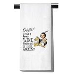 POFULL Retro Housewife Wine Kitchen Towel Did I Buy Wine Instead of Milk Dish Towel (Did I Buy Wine Instead CA Towel)