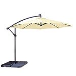 Neo 3M Garden Banana Outdoor Waterproof Freestanding Parasol LED Lights Hanging Cantilever Umbrella Sun Shade with Crank Handle Water Base (Cream)