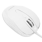 Macally USB Wired Mouse with 3 Button, Scroll Wheel, & 5 Foot Long Cord, Compatible with Apple Macbook Pro / Air, iMac, Mac Mini, Laptops, Desktop Computer, & Windows PC (TURBO) , White