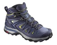 Salomon Women's X Ultra 3 Wide Mid Gore-Tex Hiking Shoe, Crown Blue/Evening Blue/Sunny Lime, 9.5 UK