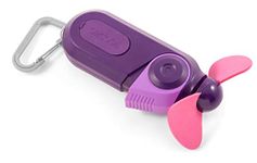 O2COOL Personal Mini Misting Fan - Portable Battery Operated Handheld Cooling Accessory with Fine Mist Spray for Outdoor, Beach, Camping - Convenient Carabiner Clip (2 Pack- Purple)