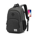 AUGUR Laptop Backpack, Travel Hiking Computer Bag for Women & Men, Water Resistant Lightweight College School Bookbag, Slim Business Backpack w/USB Charging Port Fits 15.6-inch Notebook (Mars Black)