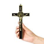 VINETEN Crucifix- Saint Benedict Wall Cross Metal Wall Art-Cross Give Blessing and The Spiritual Sacred 8 Inch