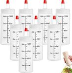 OUOQI Pack of 8 120 ml Plastic Squeeze Bottles, Sauce Squeeze Bottles Made of Plastic, Sauce Bottles, Squeeze Bottle with Cap, Sauce Bottle, BPA Free & No Leak, for Ketchup, Mustard, Mayo, Olive Oil