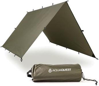 Aqua Quest Defender Tarp - 100% Waterproof Heavy Duty Nylon Bushcraft Survival Shelter - 10 x 7 ft Olive Drab