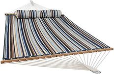 Sunnydaze Outdoor Quilted Fabric Hammock - Two-Person with Spreader Bars - Heavy-Duty 450-Pound Capacity - Ocean Isle