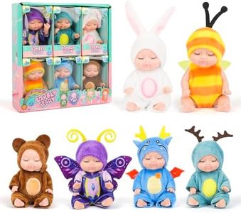 ZCOINS 6PCS 4.7Inch Mini Reborn Baby Dolls with Cute Animal Clothes for Kids 3+ Tiny Sleeping Baby Doll Set for Girls Boys Birthday Christmas