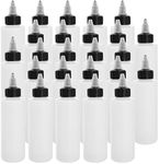 MUKLEI 20 Pack 4 Oz/120ML Plastic Squeeze Dispensing Bottles with Twist Cap, Empty Tip Nozzle Applicator, Twist Top Applicator Bottles for Acrylic Paint, Resin, Art & Craft