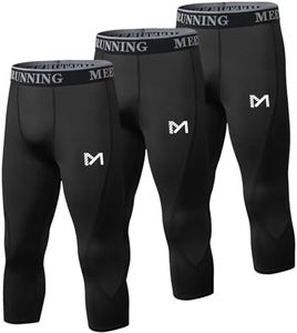 MEETYOO Men's 3/4 Compression Pants Legging Tips Cool Dry Sport Workout Heat Gear Capri Base Layer