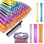 SPTHTHHPY Perm Rods and 100 Pieces 5 Sizes Hair Rollers with Hair Cold Wave Rods Hair Curler for Women Long Short Hair DIY Hairdressing Styling Tools(5 Colors)