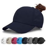 MIYING Womens Baseball Cap - Ponytail Sun Hat Quick Drying Running Cap Ladies Golf Caps Criss Cross Adjustable Trucker Hats Gifts for Women Girls Deepblue