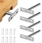 YEYIT 4 Pcs Floating Shelf Brackets 3 Inch Solid Steel Hidden Blind Support, Heavy Duty Floating Shelf Fixings for Wall Mounted Backdrop Concealed Wall Shelf Wood Shelves（Silver)