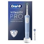 Oral-B Vitality Pro Electric Toothbrushes Adults, Oral B Electric Toothbrush, 1 Handle, 2 Toothbrush Heads, 3 Brushing Modes Including Sensitive Plus, Rechargeable Toothbrush, 2 Pin UK Plug, Blue