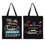 Teacher Gifts for Women Teacher Appreciation Gift 2pcs Teacher Tote Canvas Bag Unique Best Gift Ideas from Students Thank you Teacher Gifts Birthday Gifts for Teachers