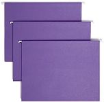 Smead Colored Hanging File Folder with Tab, 1/5-Cut Adjustable Tab, Letter Size, Purple, 25 per Box (64072)