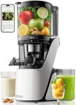 Canoly C16 Cold Press Juicer, 6" Extra Wide Feed Chute, 3-IN-1 Strainers (Juice & Sorbet & Nut Milk), Powerful AC Brushless Motor, Self Precut System, Juicer Machines with BPA-Free (Pearl White)