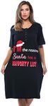 Just Love 4361-102-XL Short Sleeve Nightgown/Sleep Dress for Women/Sleepwear,Black - Naughty List