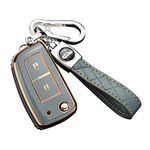 ontto Car key fob cover Fit for Nissan Qashqai J11 X-Trail Juke Micra Murano Tiida Maxima Altima Pulsar Flip Key case TPU Silicone Key Shell Key Holder keychain Accessories 2 Buttons Gray