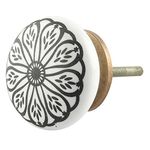 IndianShelf 8 Pack Black Daisy Flat Floral Ceramic Drawer Knobs for Kitchen Cabinet Knobs Door Pulls Decorative Dresser Luxurious Handmade