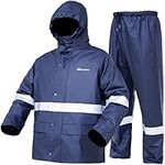 HANMENGXUAN Rain Gear Rain Suit for Men Women Heavy Duty Workwear Waterproof Jacket with Pants(X-Large, Navy blue)