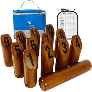 SpeedArmis Wooden Throwing Game - 12 Numbered Block Toss Games Set with Scoreboard & Carrying Case, Indoor Tailgating Bowling Yard Game for Teens Adults Family