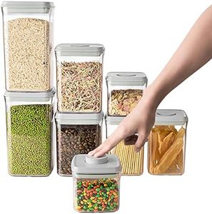 Cosystora Airtight Food Storage Containers Set POP Open Kitchen Canisters Set with Airtight Lids,Kitchen Pantry Organization and Storage Containers for Cereal Candies Nuts Sugar Storage (8 Pieces Set)