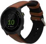 kwmobile Strap Compatible with Garmin Forerunner 55 Strap - Silicone and Leather Sport Wristband - Brown/Black