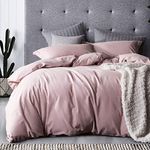 Lanqinglv Double Duvet Cover Set Pink Teens Girls Plain Bedding Set With Zipper Closure,1 Quilt Cover 200x200cm + 2 Pillowcases 50x75cm