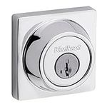 Kwikset 660 Contemporary Deadbolt Deadbolt Lock, Polished Chrome Square Exterior Keyed Front Entry Door, Pick Resistant SmartKey Rekey Security, Single Cylinder Dead Bolt